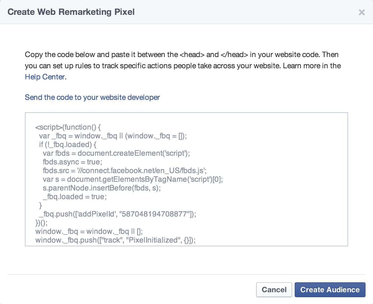 create a web remarketing pixel