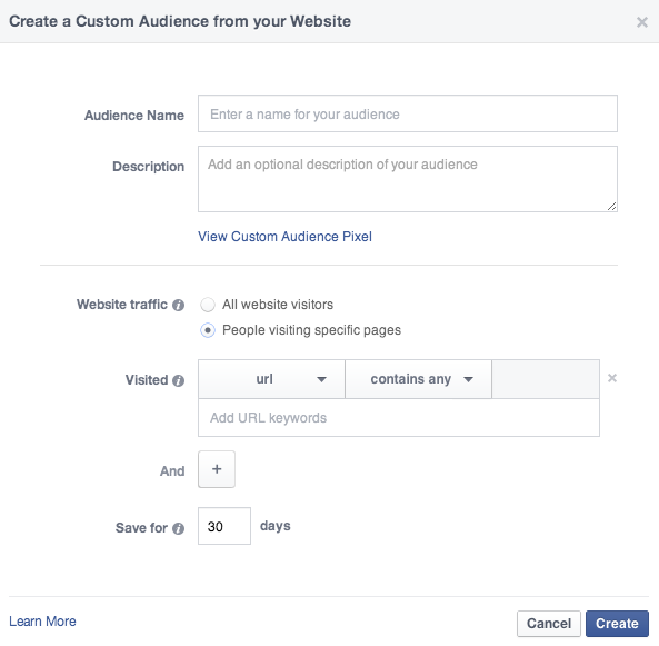 create custom website audience