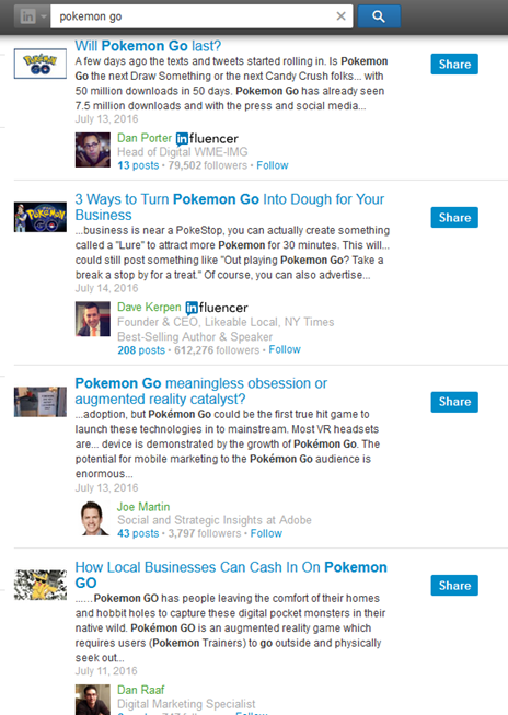 pokemon go on linkedin