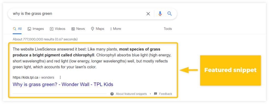 featured snippets sample