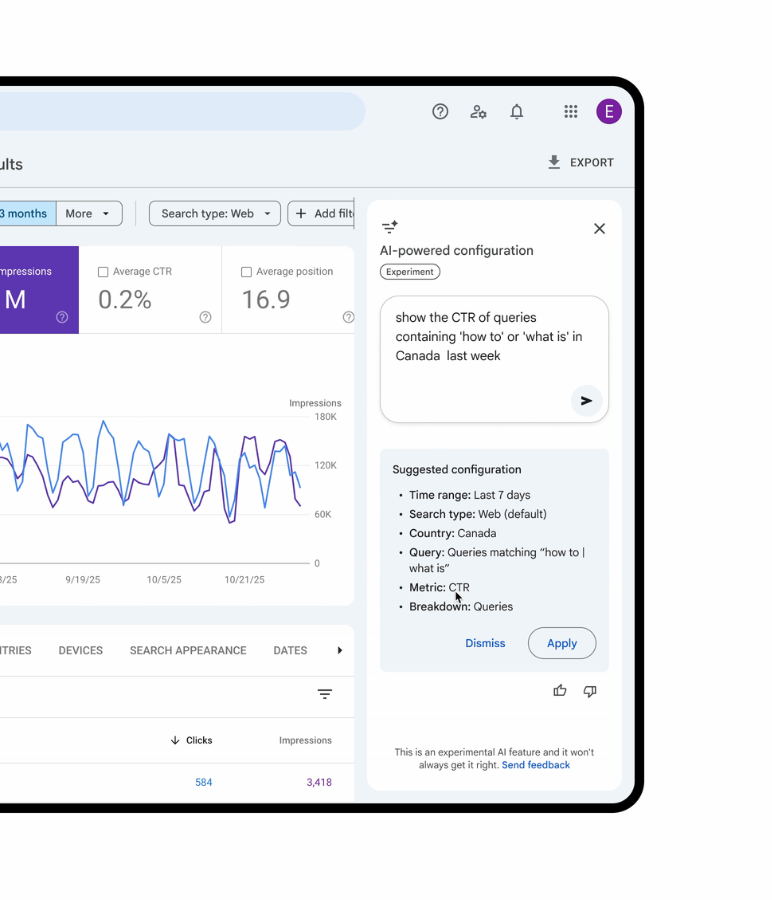 gsc AI powered configuration prompt sample