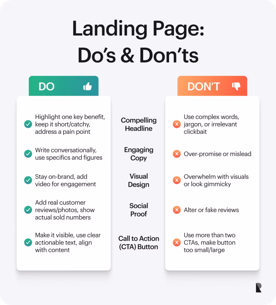 landing page dos and donts
