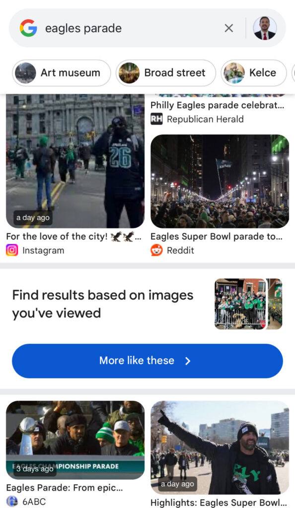 google find results based on images viewed