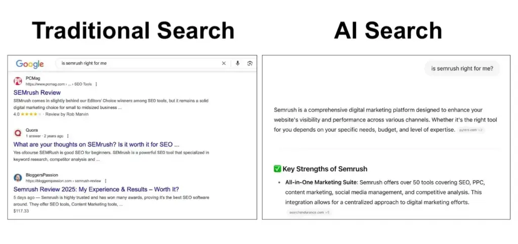 traditional search vs ai search